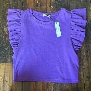 Day + Moon boutique purple ruffle top sleeveless size L new with tags